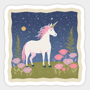 Enchanted Unicorn - Vibrant Fantasy Risograph Art Sticker